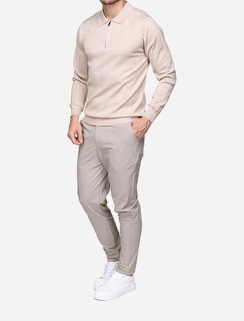 Maglione elegante con collo a polo e zip - Frilivin