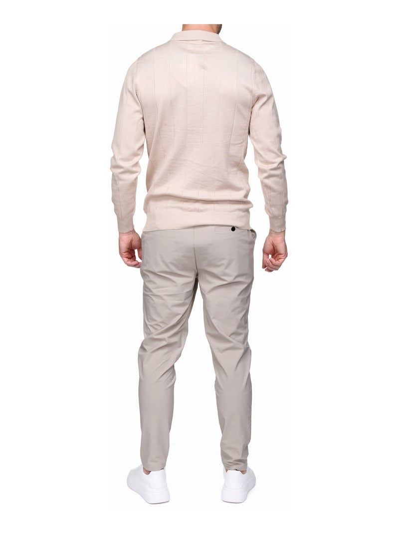 Maglione elegante con collo a polo e zip - Frilivin Crema - Kiabi