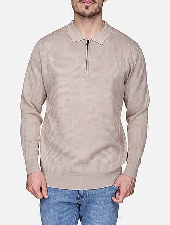Maglione elegante con collo a polo e zip - Frilivin