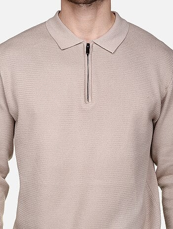Maglione elegante con collo a polo e zip - Frilivin