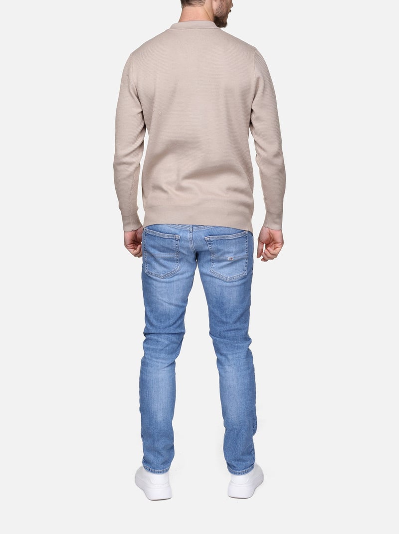 Maglione elegante con collo a polo e zip - Frilivin Crema - Kiabi