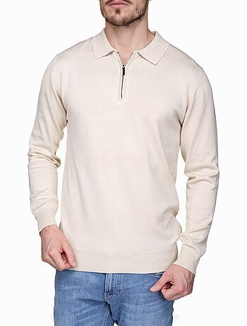Maglione elegante con collo a polo e zip - Frilivin
