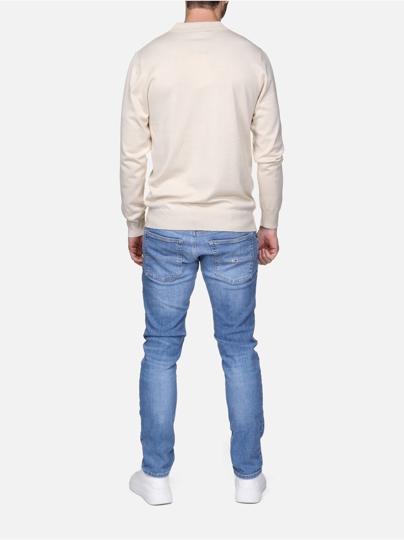 Maglione elegante con collo a polo e zip - Frilivin Crema - Kiabi