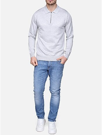 Maglione elegante con collo a polo e zip - Frilivin