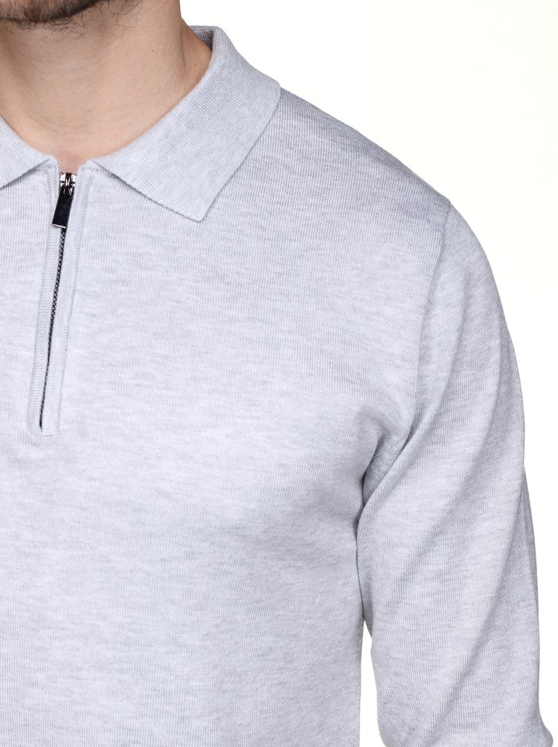 Maglione elegante con collo a polo e zip - Frilivin Grigio - Kiabi