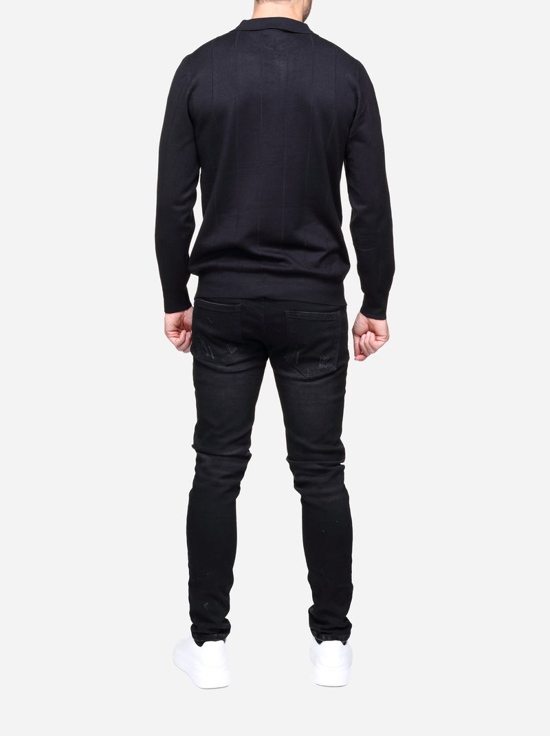 Maglione elegante con collo a polo e zip - Frilivin Nero - Kiabi