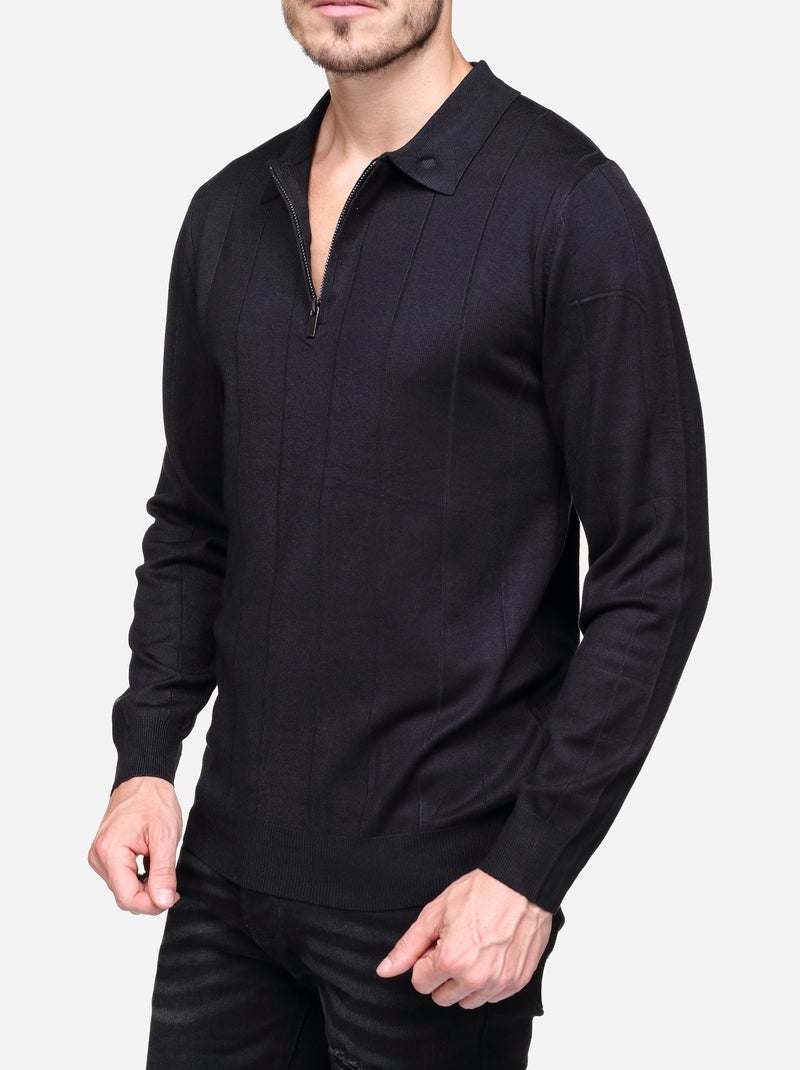 Maglione elegante con collo a polo e zip - Frilivin Nero - Kiabi