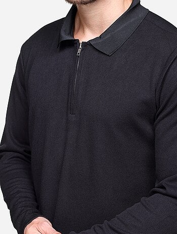Maglione elegante con collo a polo e zip - Frilivin