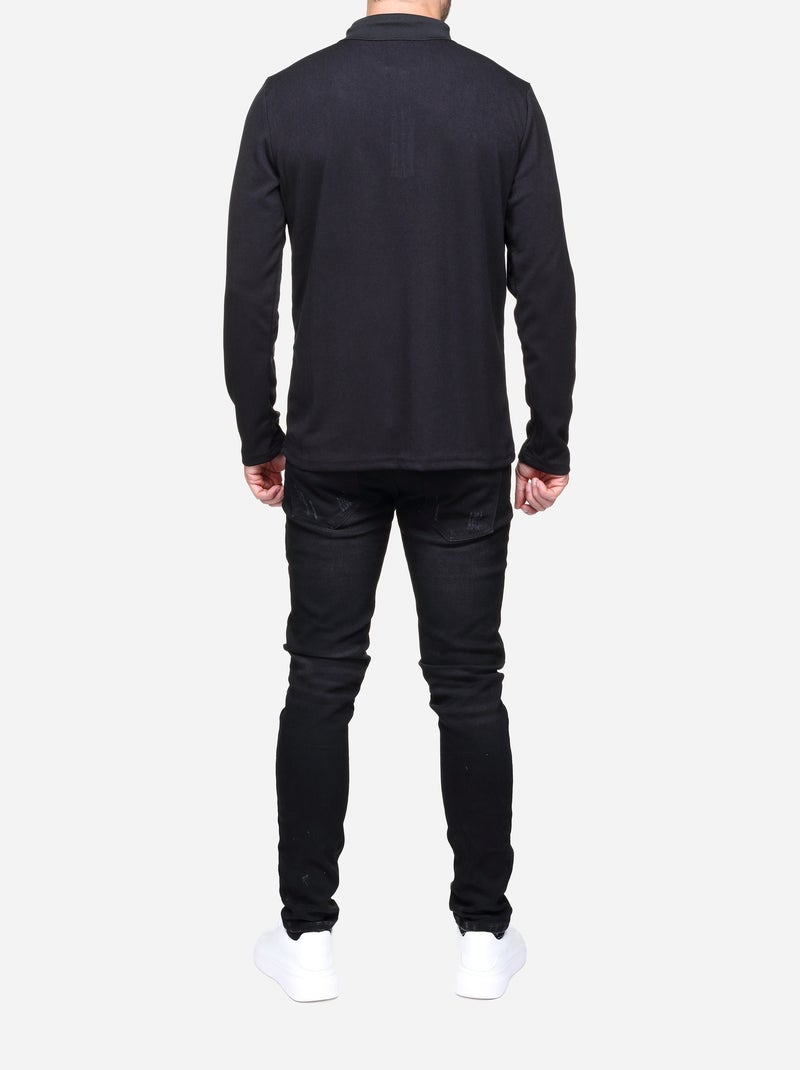 Maglione elegante con collo a polo e zip - Frilivin Nero - Kiabi