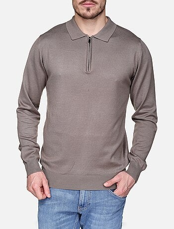 Maglione elegante con collo a polo e zip - Frilivin