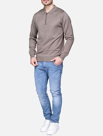 Maglione elegante con collo a polo e zip - Frilivin