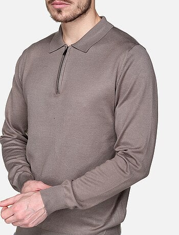 Maglione elegante con collo a polo e zip - Frilivin