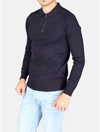 Maglione elegante con collo a polo e zip - Kenzarro