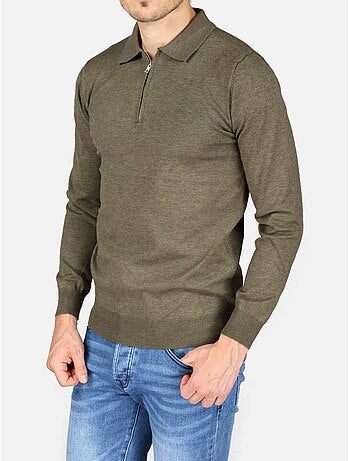 Maglione elegante con collo a polo e zip - Kenzarro