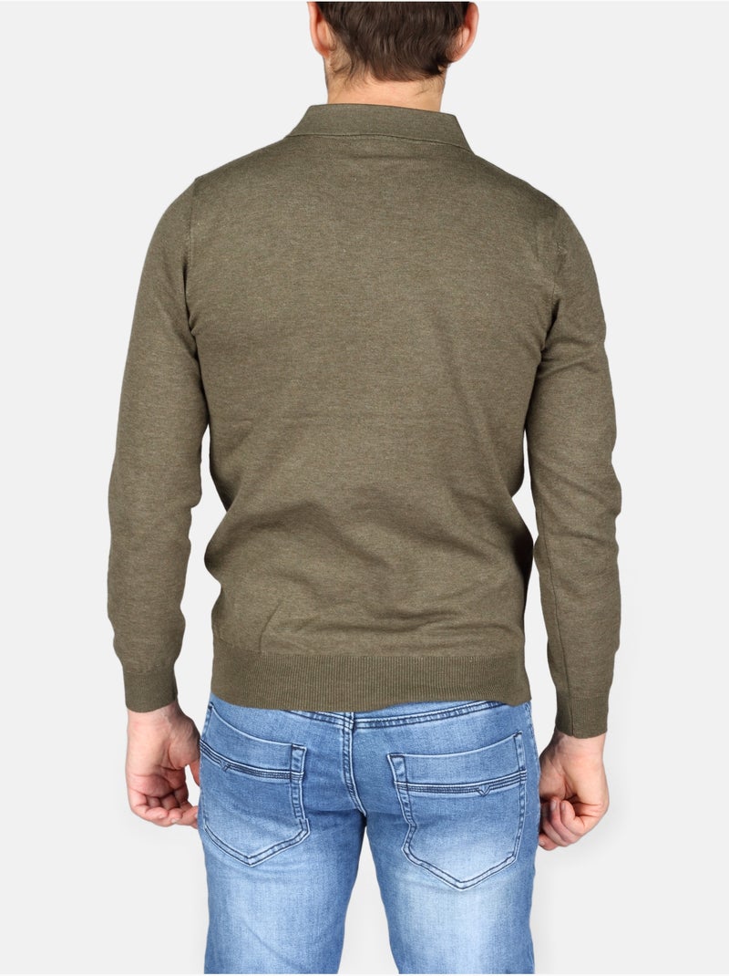 Maglione elegante con collo a polo e zip - Kenzarro Cachi - Kiabi