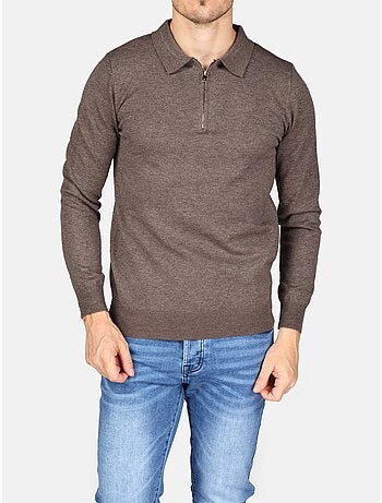 Maglione elegante con collo a polo e zip - Kenzarro