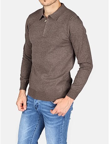 Maglione elegante con collo a polo e zip - Kenzarro