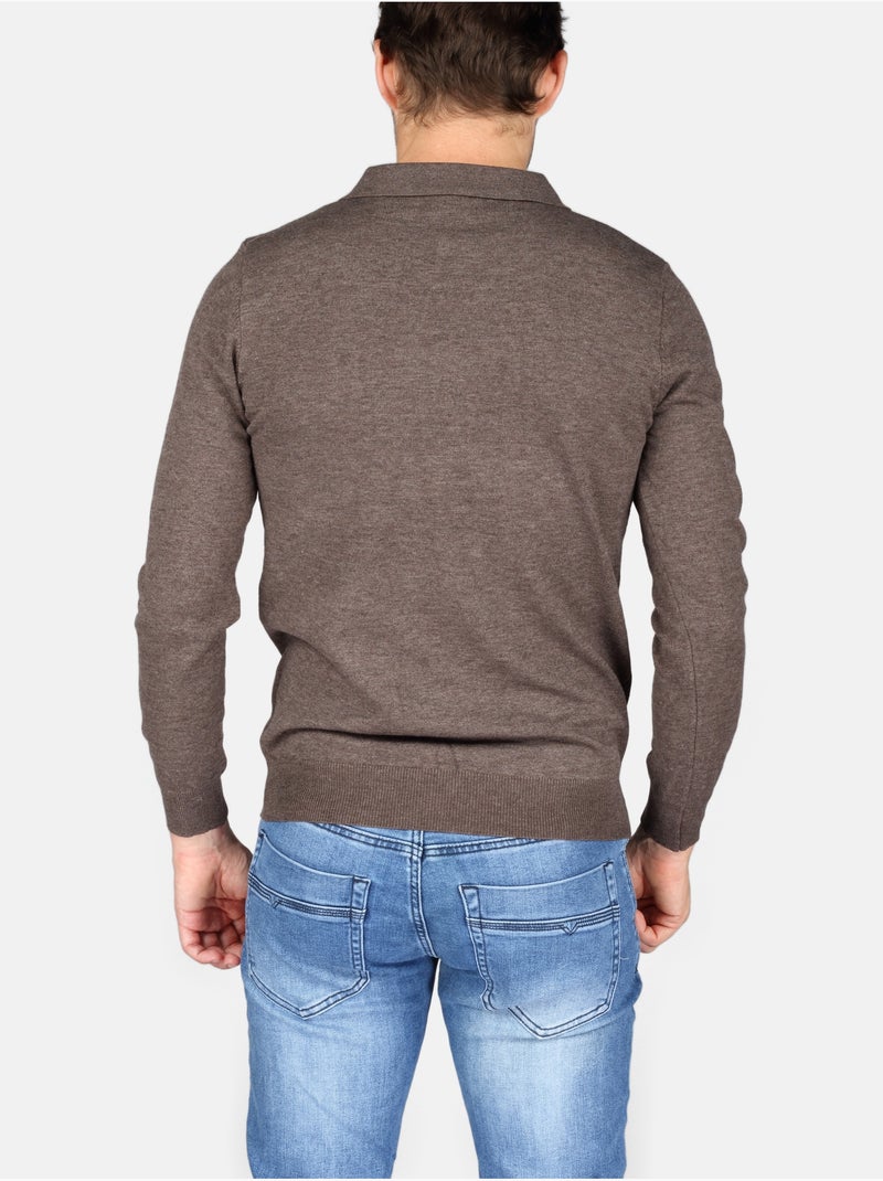 Maglione elegante con collo a polo e zip - Kenzarro Marrone - Kiabi