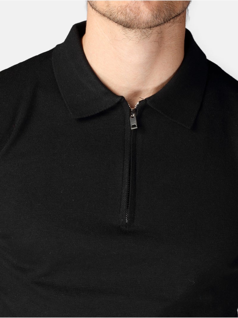 Maglione elegante con collo a polo e zip - Kenzarro Nero - Kiabi
