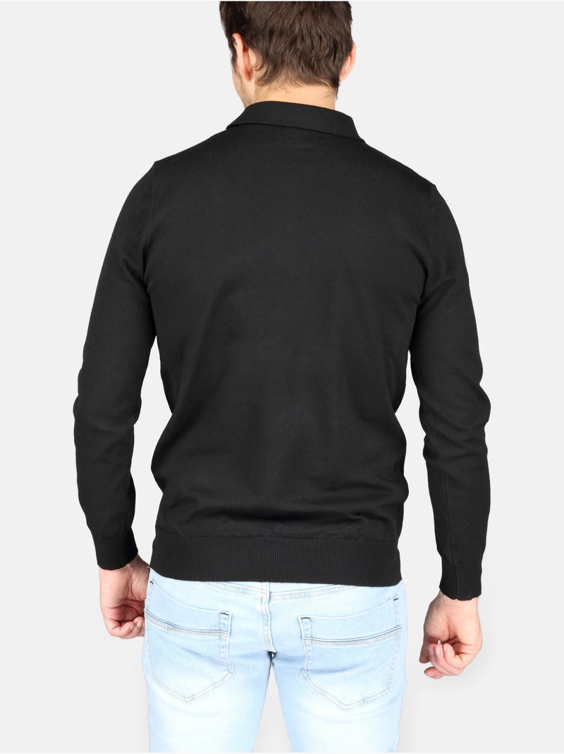 Maglione elegante con collo a polo e zip - Kenzarro Nero - Kiabi