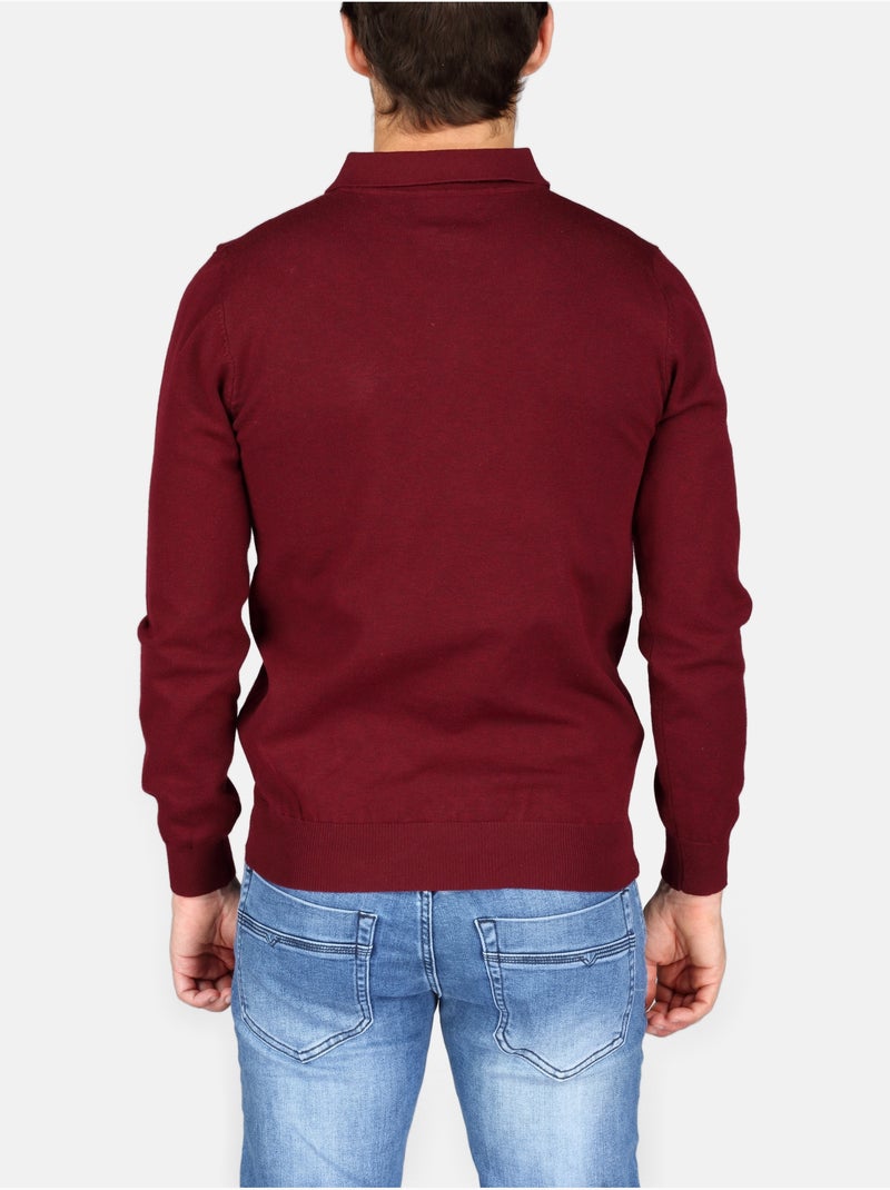 Maglione elegante con collo a polo e zip - Kenzarro Rosso - Kiabi