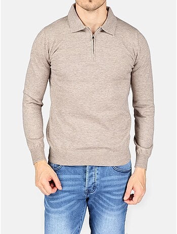 Maglione elegante con collo a polo e zip - Kenzarro