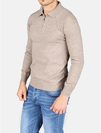 Maglione elegante con collo a polo e zip - Kenzarro