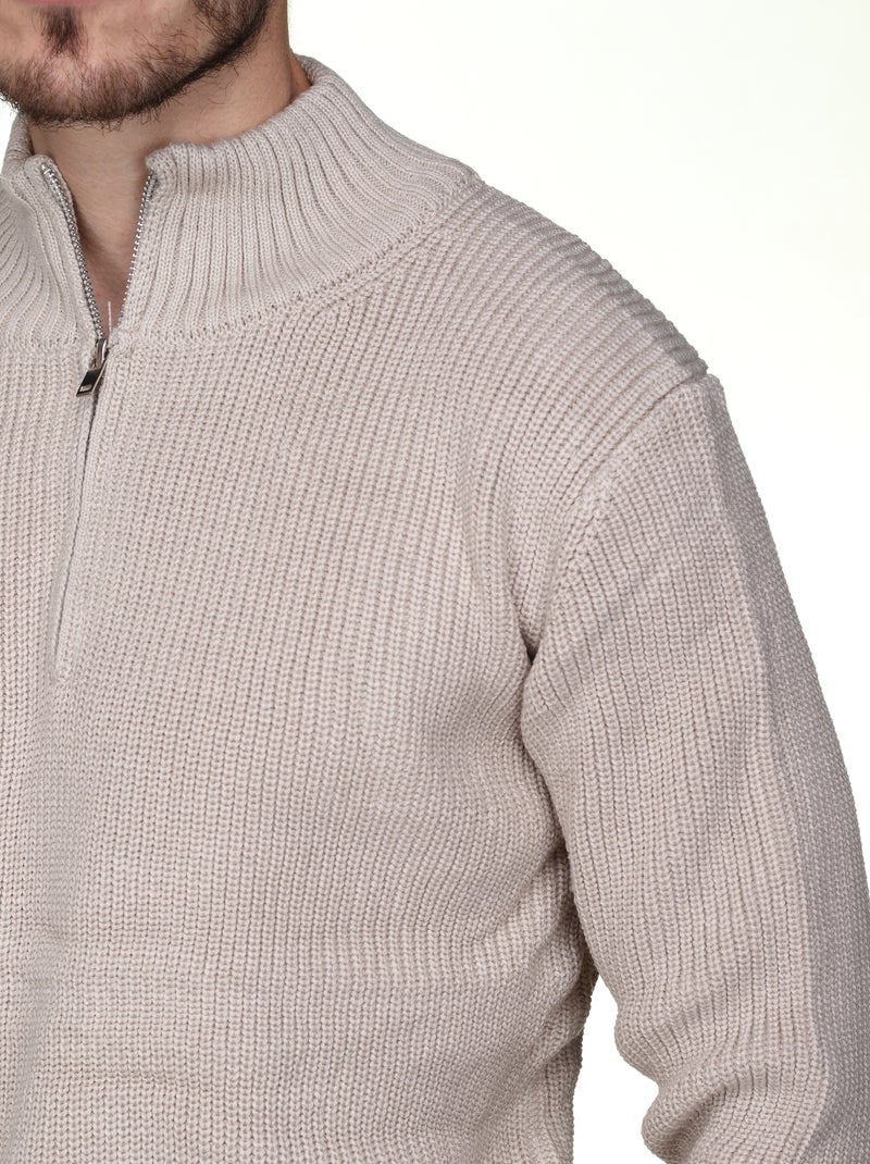Maglione elegante con collo alto e cerniera - Kenzarro Beige - Kiabi