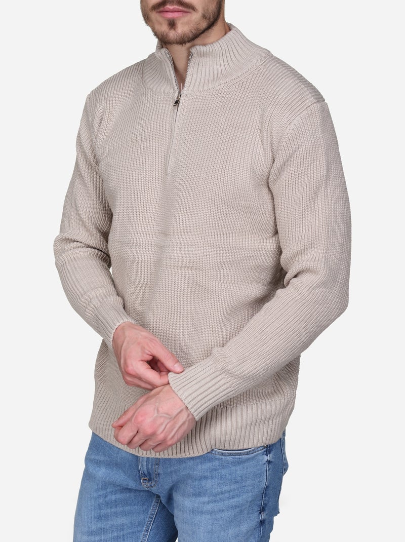 Maglione elegante con collo alto e cerniera - Kenzarro Beige - Kiabi