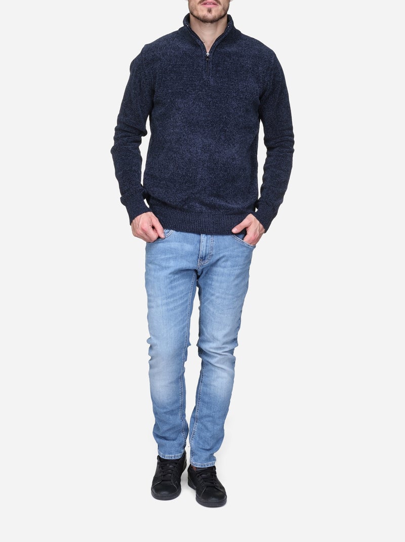 Maglione elegante con collo alto e cerniera - Kenzarro Blu scuro - Kiabi