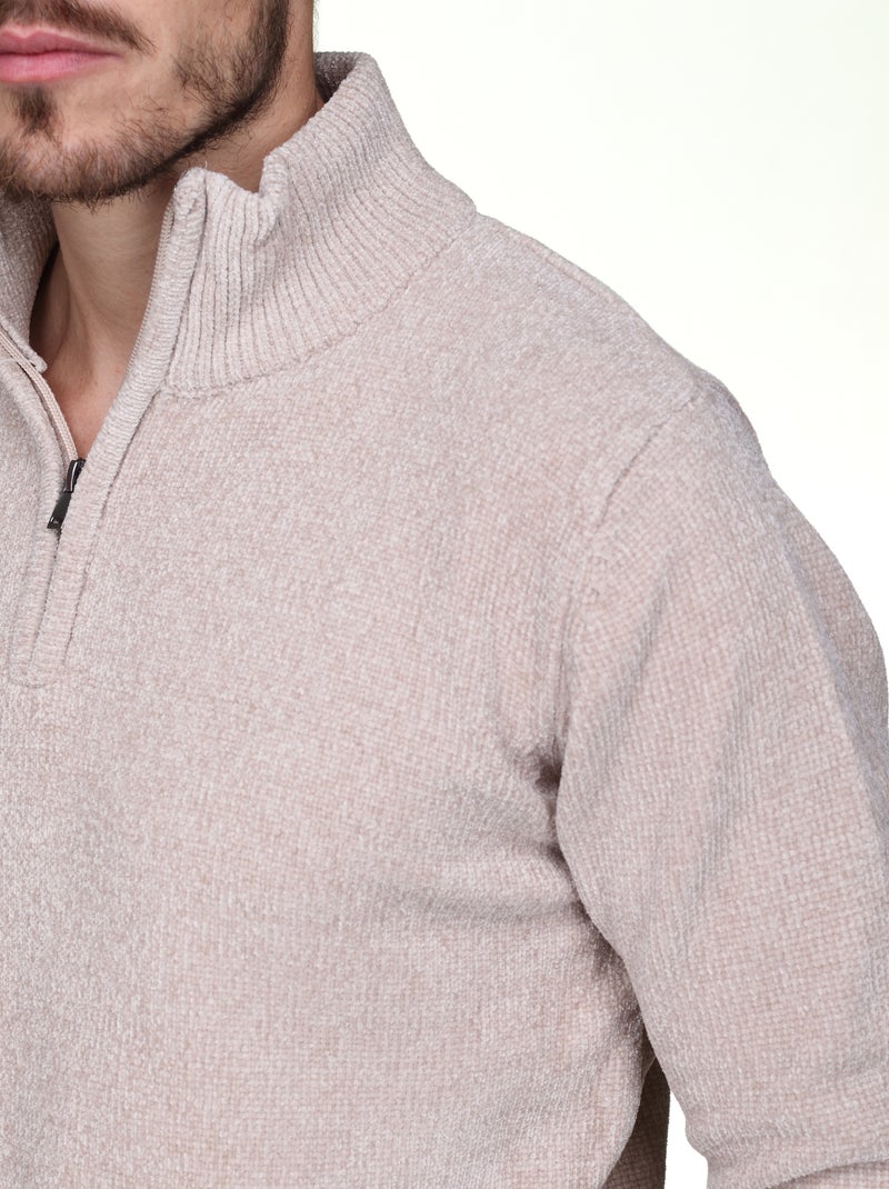Maglione elegante con collo alto e cerniera - Kenzarro Crema - Kiabi