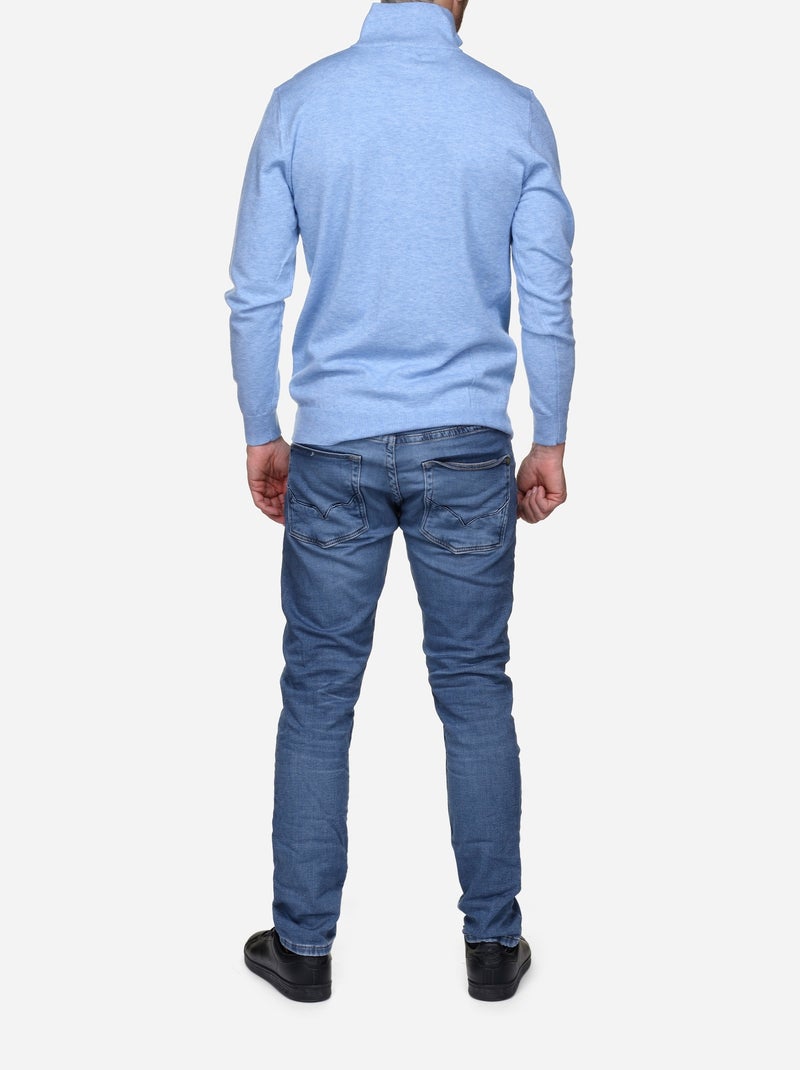 Maglione elegante con collo alto e cerniera - Yves Enzo Blu cielo - Kiabi