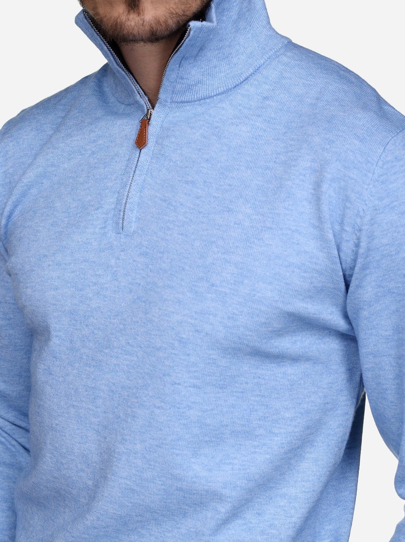 Maglione elegante con collo alto e cerniera - Yves Enzo Blu cielo - Kiabi