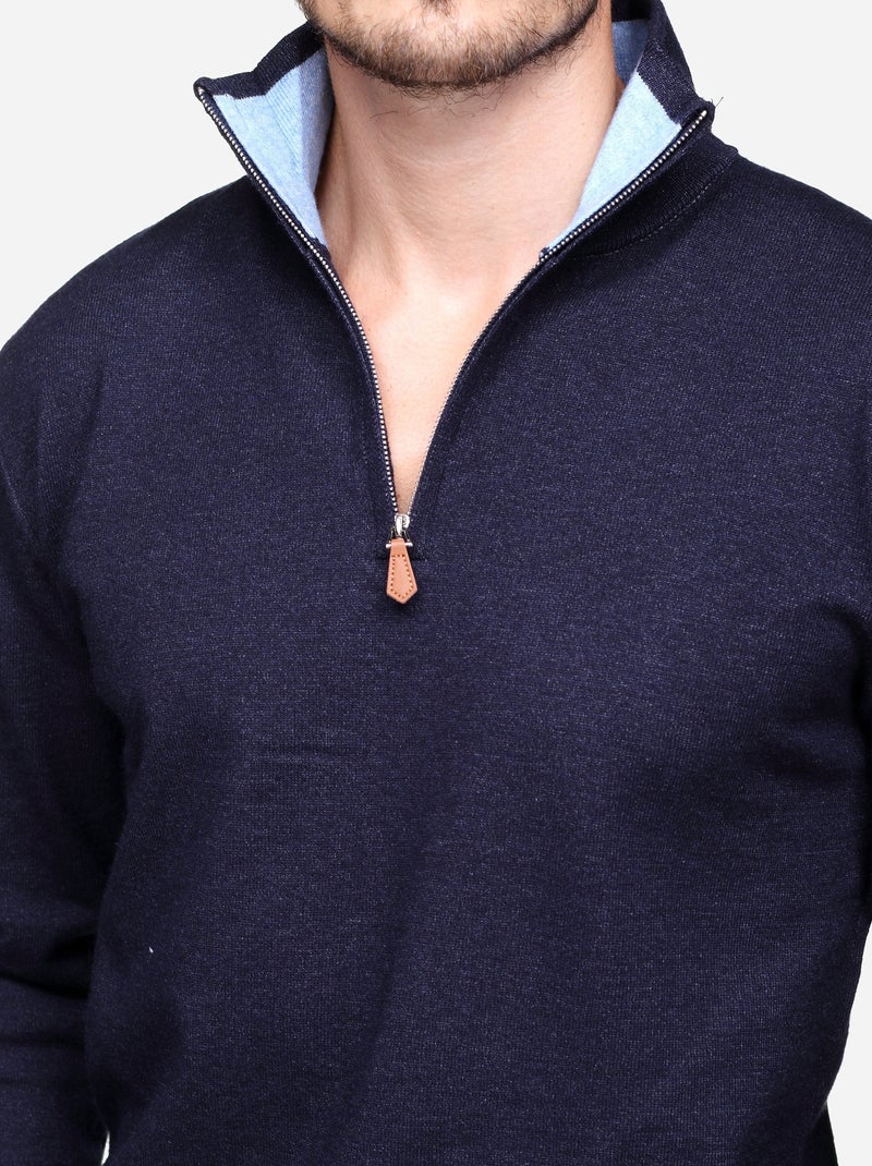 Maglione elegante con collo alto e cerniera - Yves Enzo Blu marino - Kiabi