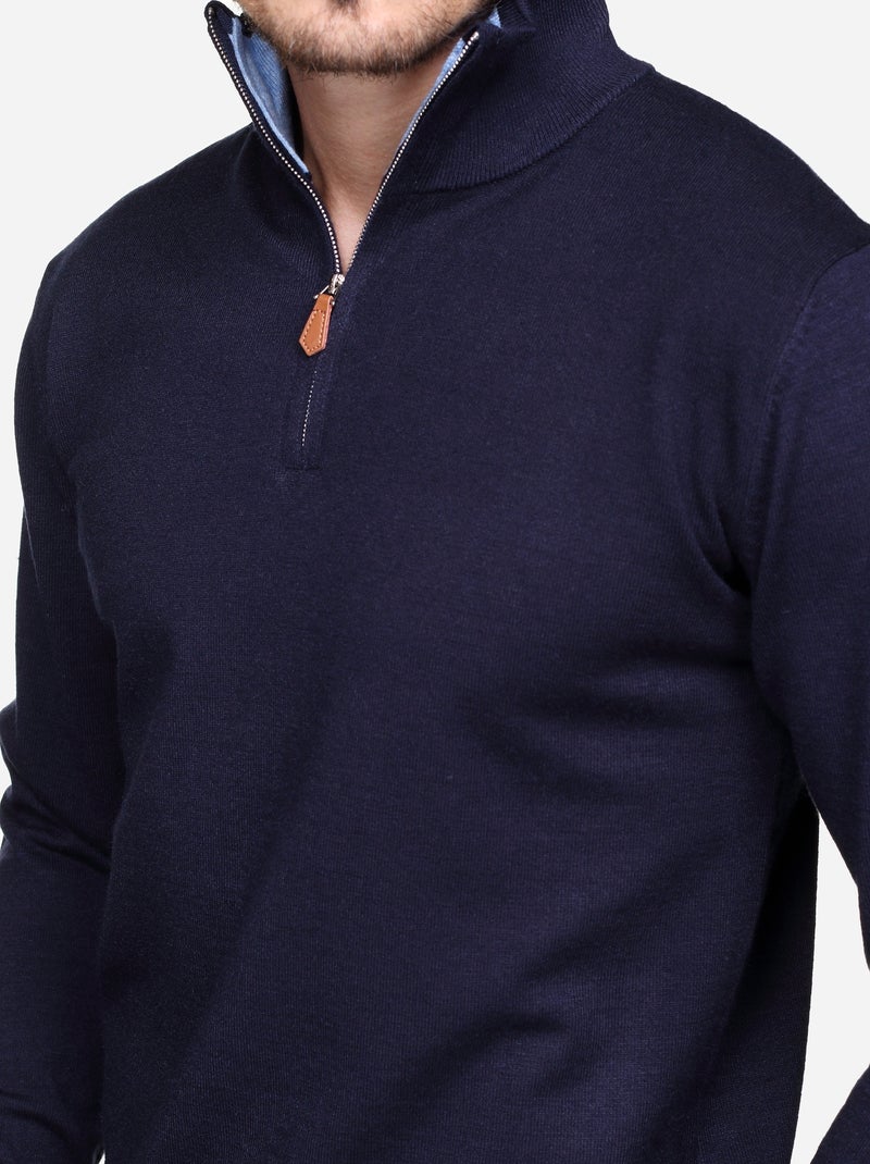 Maglione elegante con collo alto e cerniera - Yves Enzo Blu scuro - Kiabi