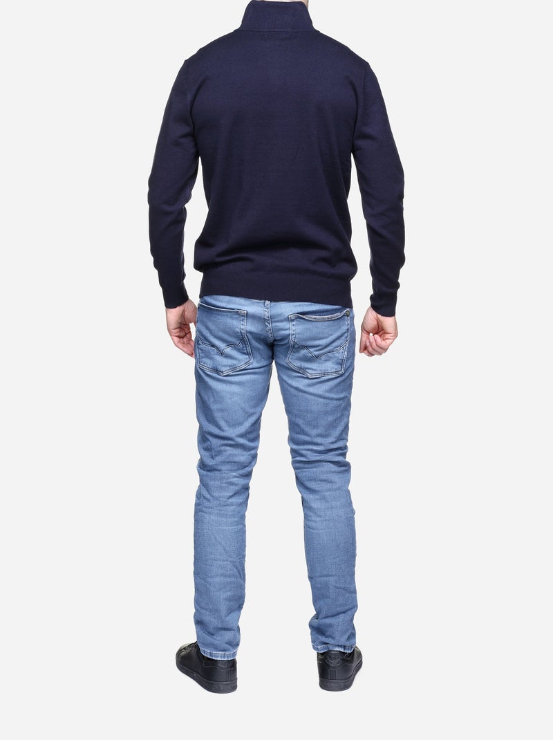 Maglione elegante con collo alto e cerniera - Yves Enzo Blu scuro - Kiabi