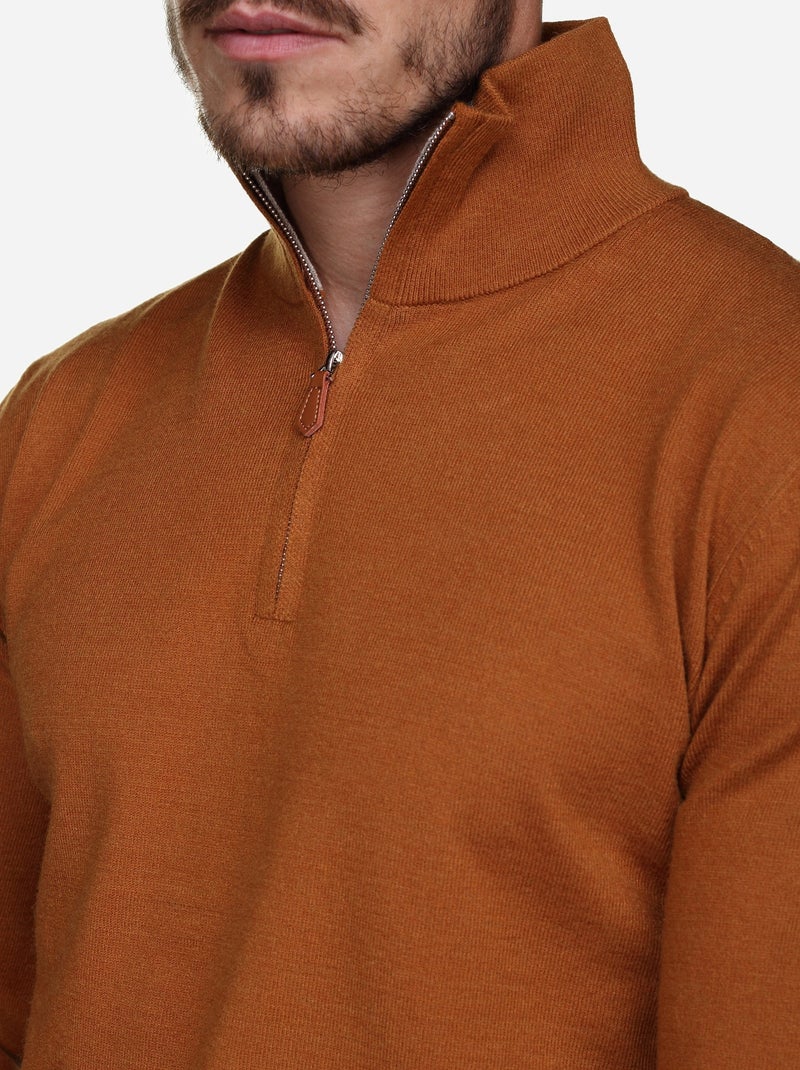 Maglione elegante con collo alto e cerniera - Yves Enzo Cammello - Kiabi