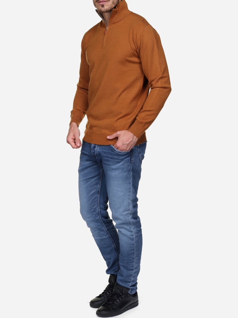 Maglione elegante con collo alto e cerniera - Yves Enzo Cammello - Kiabi