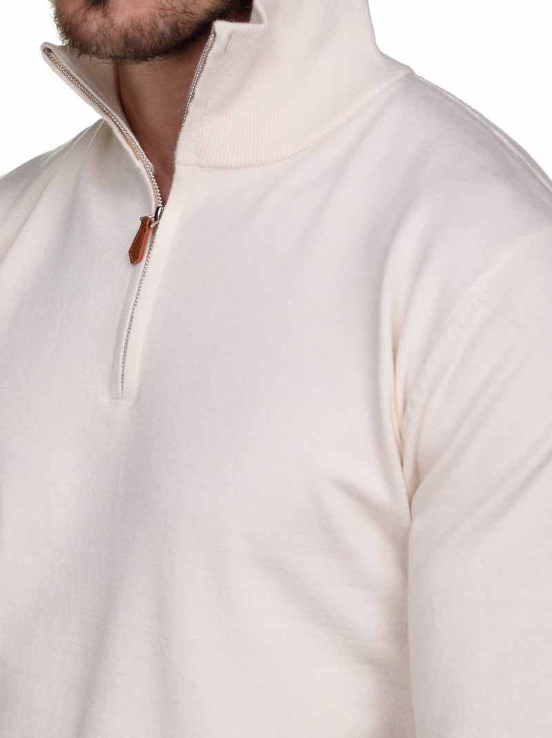 Maglione elegante con collo alto e cerniera - Yves Enzo Ecru - Kiabi