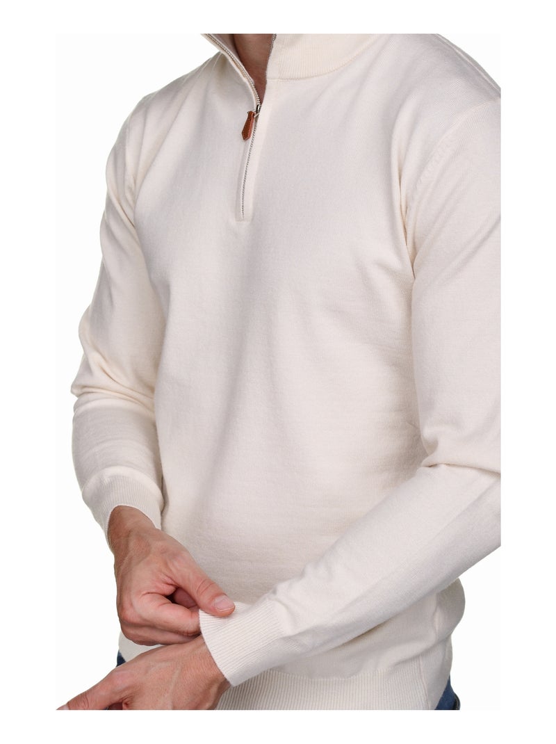 Maglione elegante con collo alto e cerniera - Yves Enzo Ecru - Kiabi