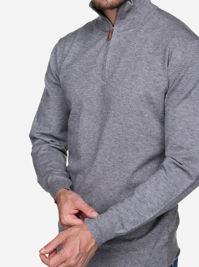 Maglione elegante con collo alto e cerniera - Yves Enzo Grigio - Kiabi