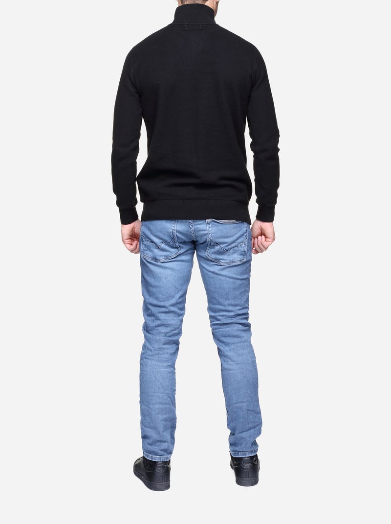 Maglione elegante con collo alto e cerniera - Yves Enzo Nero - Kiabi