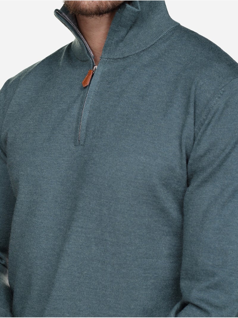 Maglione elegante con collo alto e cerniera - Yves Enzo Verde - Kiabi