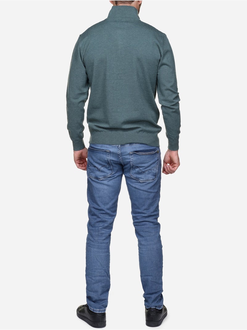 Maglione elegante con collo alto e cerniera - Yves Enzo Verde - Kiabi