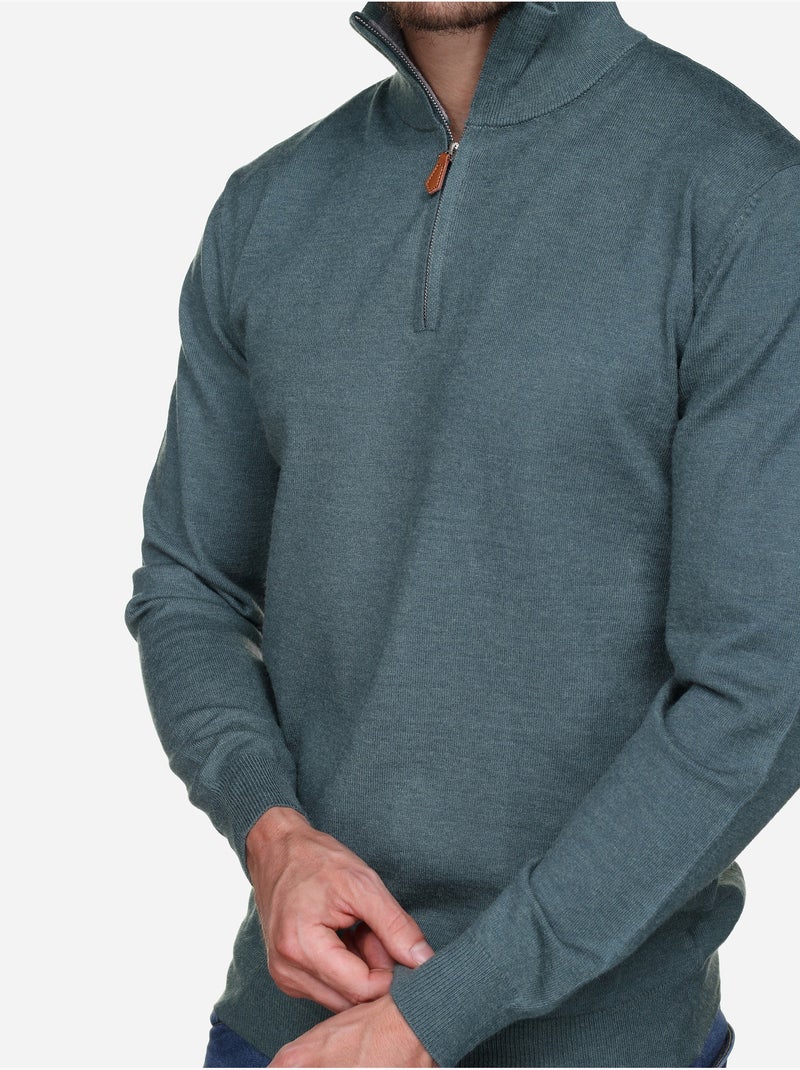 Maglione elegante con collo alto e cerniera - Yves Enzo Verde - Kiabi