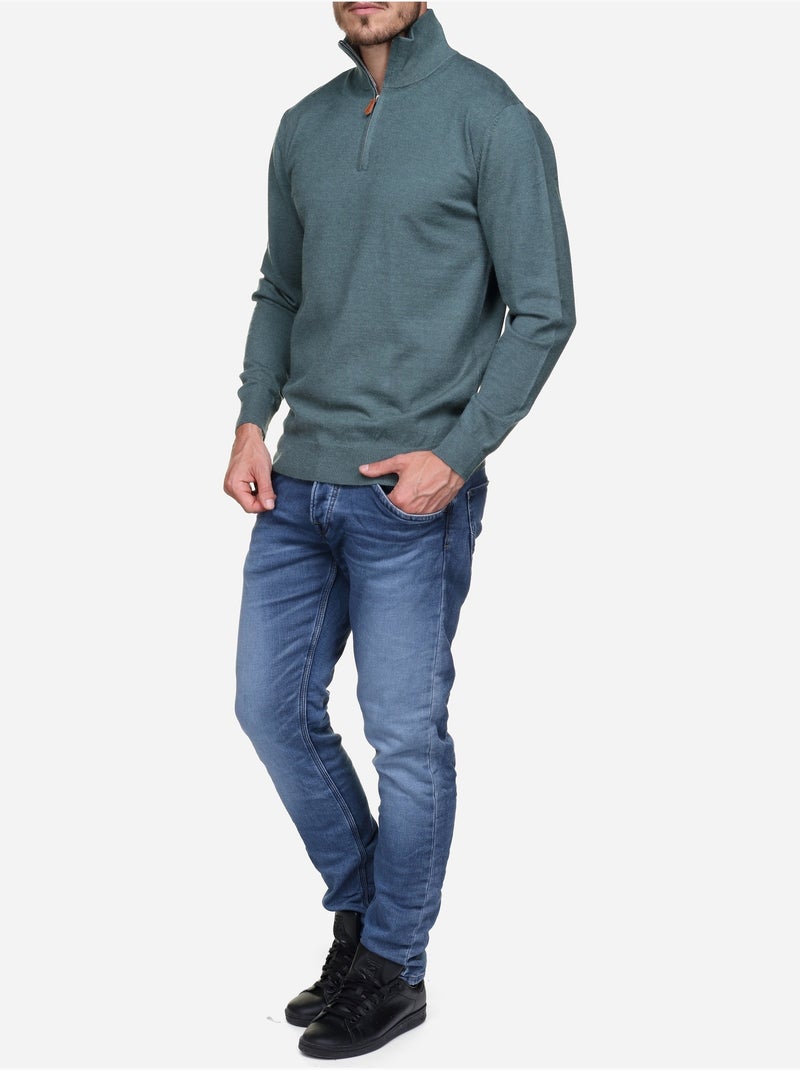 Maglione elegante con collo alto e cerniera - Yves Enzo Verde - Kiabi