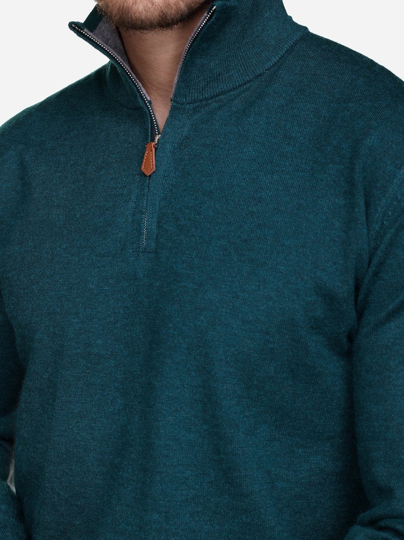 Maglione elegante con collo alto e cerniera - Yves Enzo Verde scuro - Kiabi