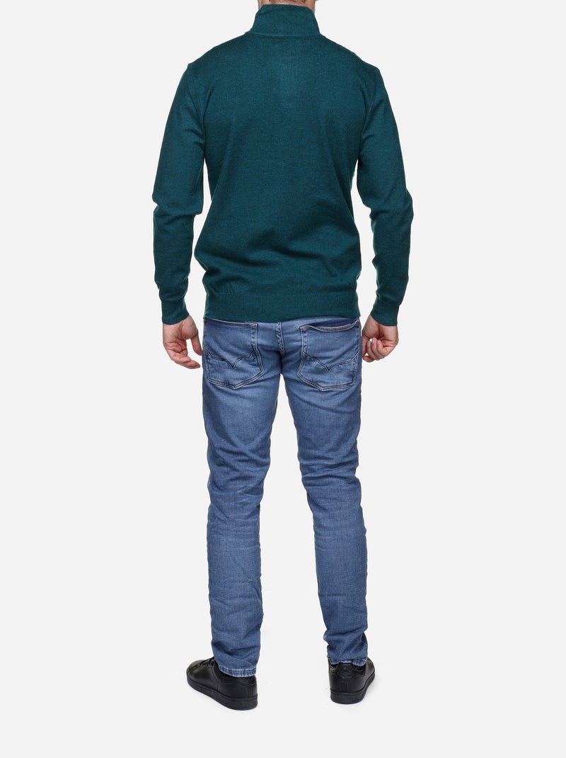 Maglione elegante con collo alto e cerniera - Yves Enzo Verde scuro - Kiabi