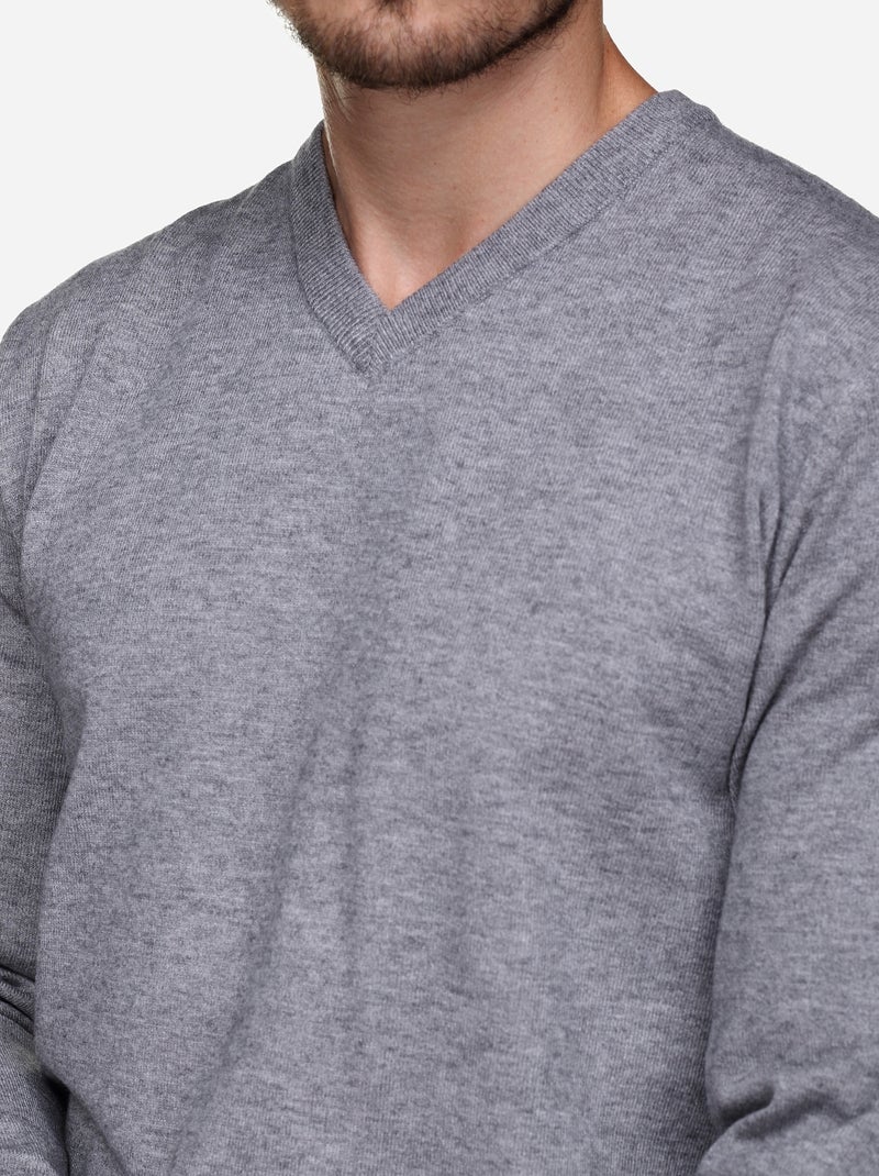 Maglione elegante con scollo a V - Yves Enzo Grigio - Kiabi