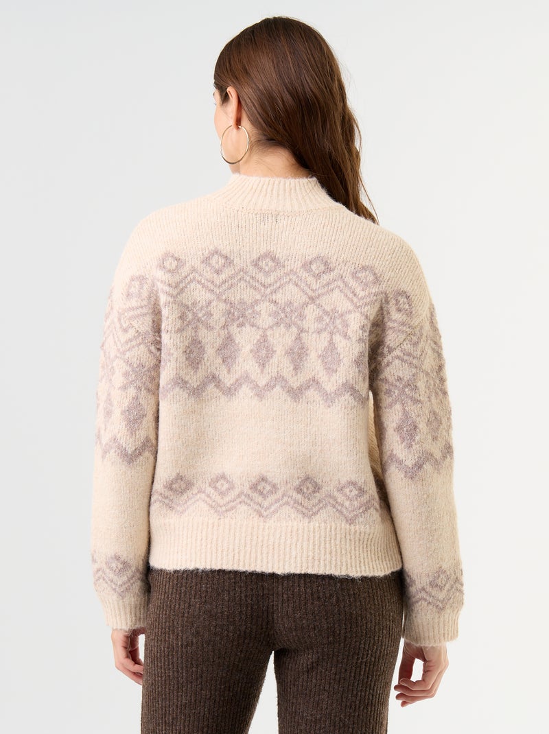 Maglione fantasia a maglia grossa Beige - Kiabi